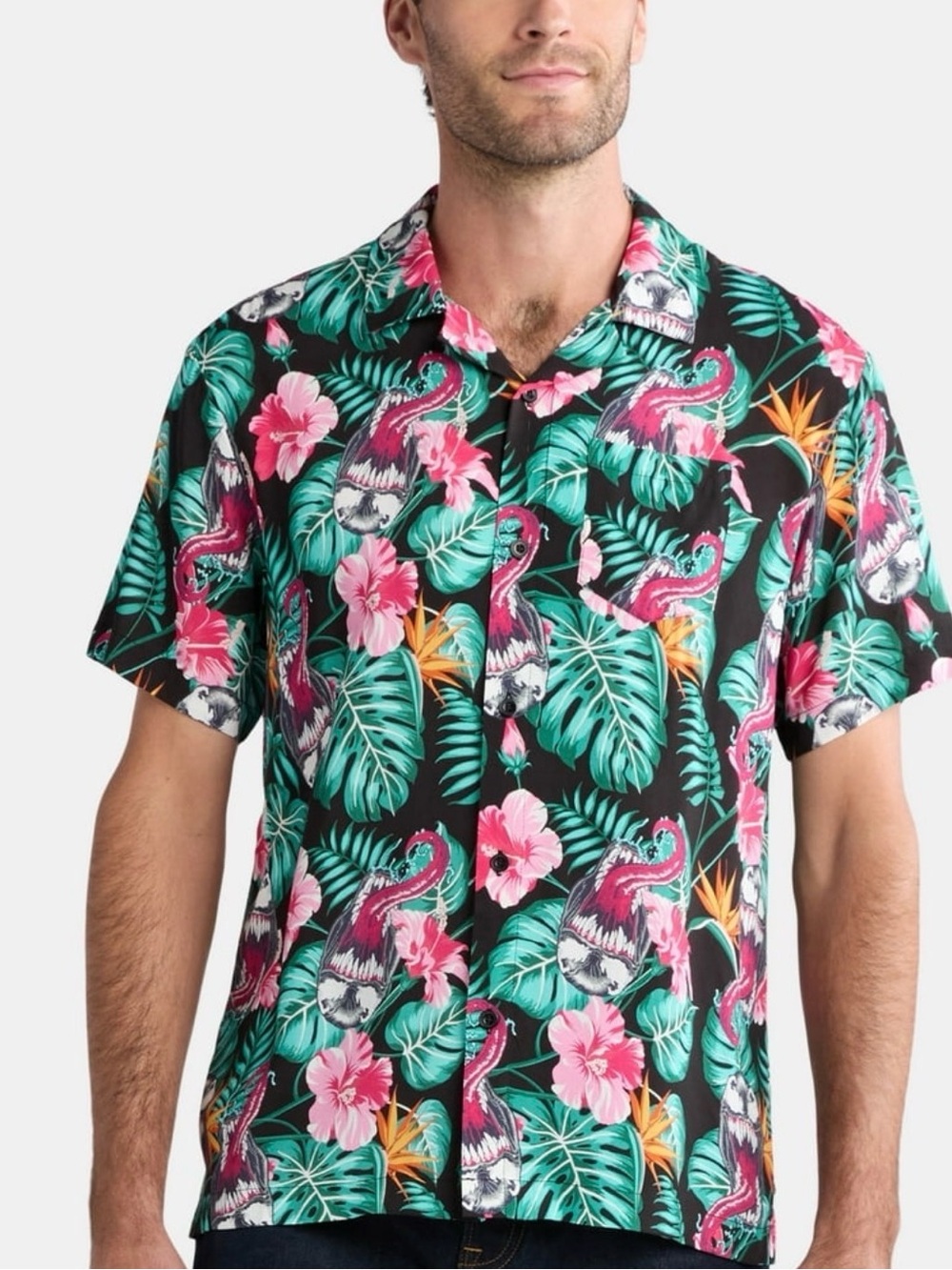 Marvel Venom Hawaiian Shirt Mens 3XL Tropical Aloha Floral Rayon Button Up Black